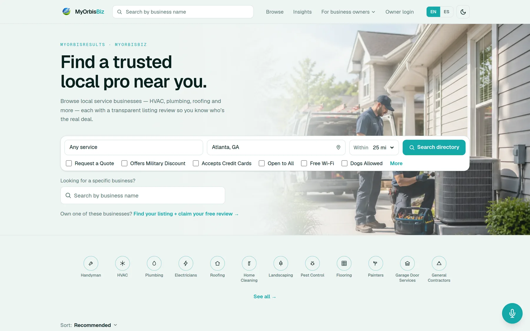 MyOrbisBiz — homepage
